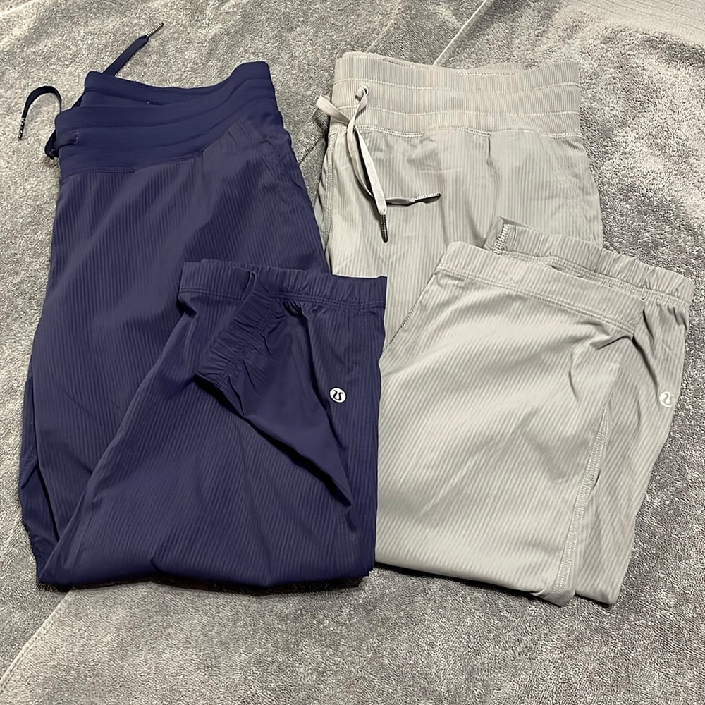 2 PAIR Lululemon Women’s Athletica workout leggings size 10 exercise gray blue